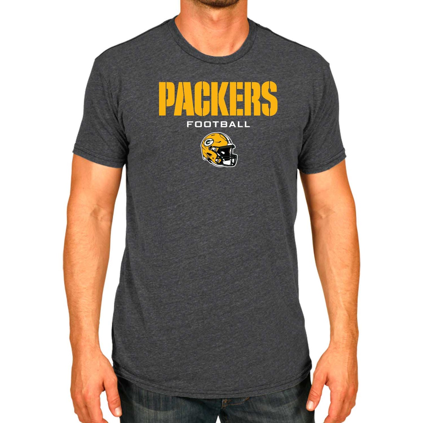 Green Bay Packers NFL Adult Football Helmet Tagless T-Shirt - Charcoal