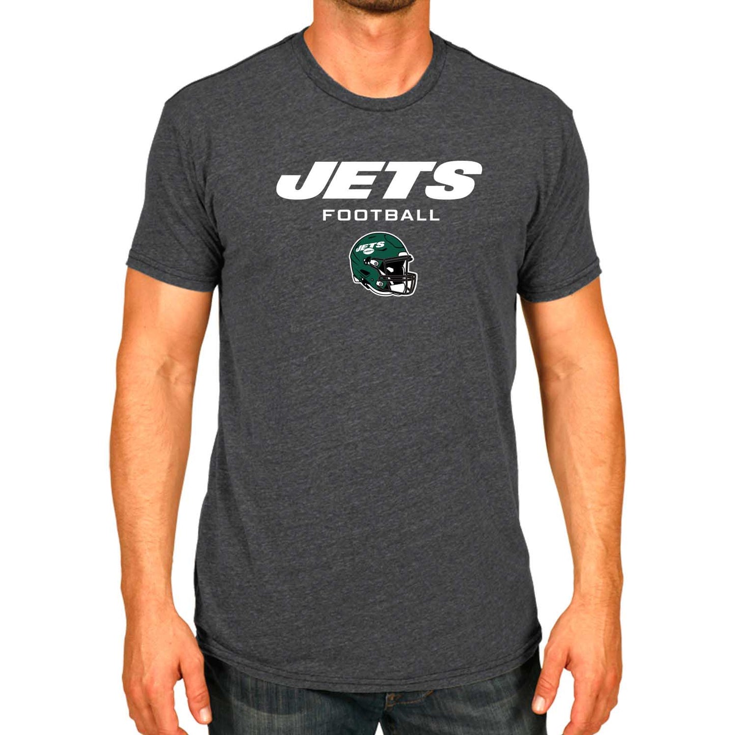 New York Jets NFL Adult Football Helmet Tagless T-Shirt - Charcoal