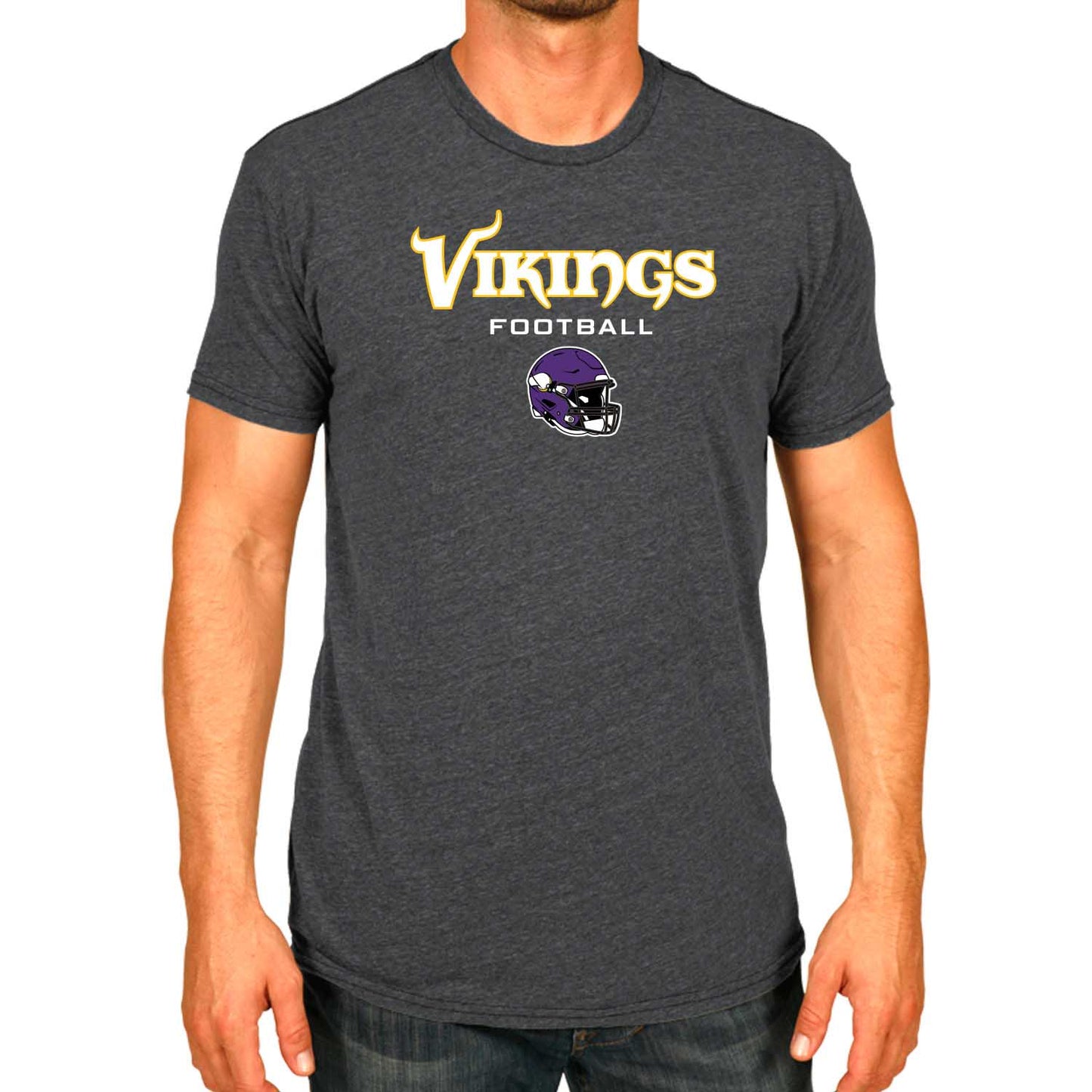 Minnesota Vikings NFL Adult Football Helmet Tagless T-Shirt - Charcoal