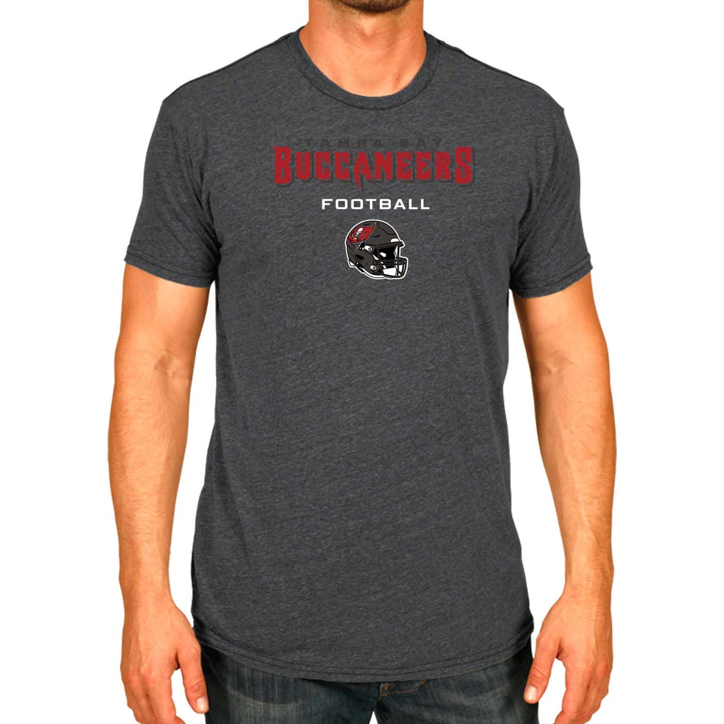 Tampa Bay Buccaneers NFL Adult Football Helmet Tagless T-Shirt - Charcoal