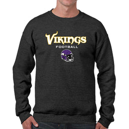 Minnesota Vikings Adult NFL Football Helmet Heather Crewneck Sweatshirt - Charcoal