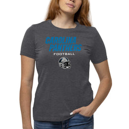 Carolina Panthers Women's NFL Football Helmet Short Sleeve Tagless T-Shirt - Charcoal