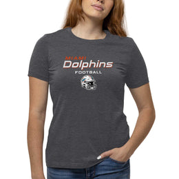 Miami Dolphins Women's NFL Football Helmet Short Sleeve Tagless T-Shirt - Charcoal