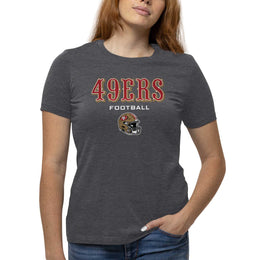 San Francisco 49ers Women's NFL Football Helmet Short Sleeve Tagless T-Shirt - Charcoal