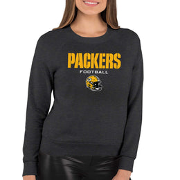 Green Bay Packers NFL Womens Helmet French Terry Slouchy Top - Charcoal