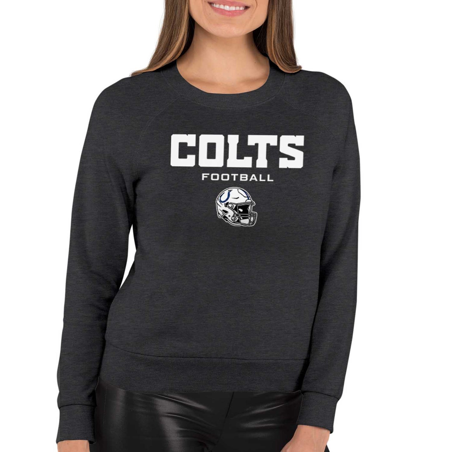 Indianapolis Colts NFL Womens Helmet French Terry Slouchy Top - Charcoal