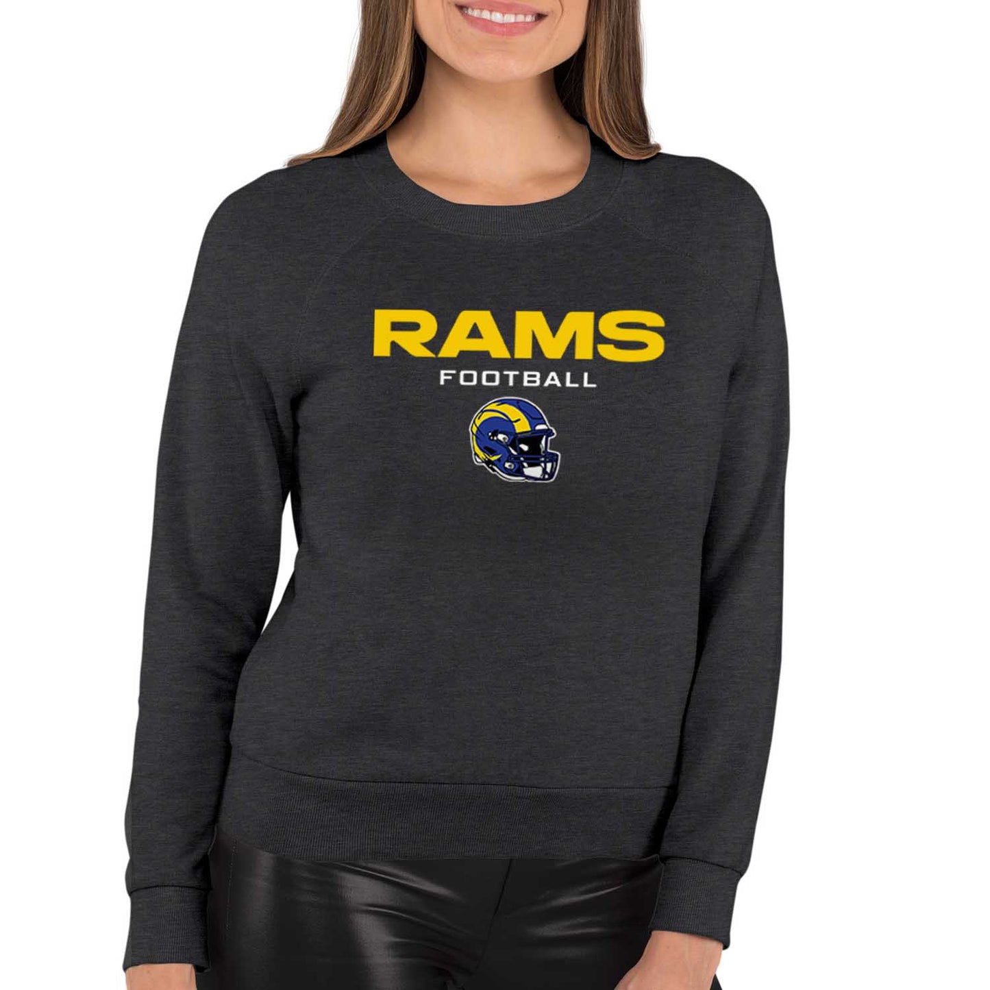 Los Angeles Rams NFL Womens Helmet French Terry Slouchy Top - Charcoal
