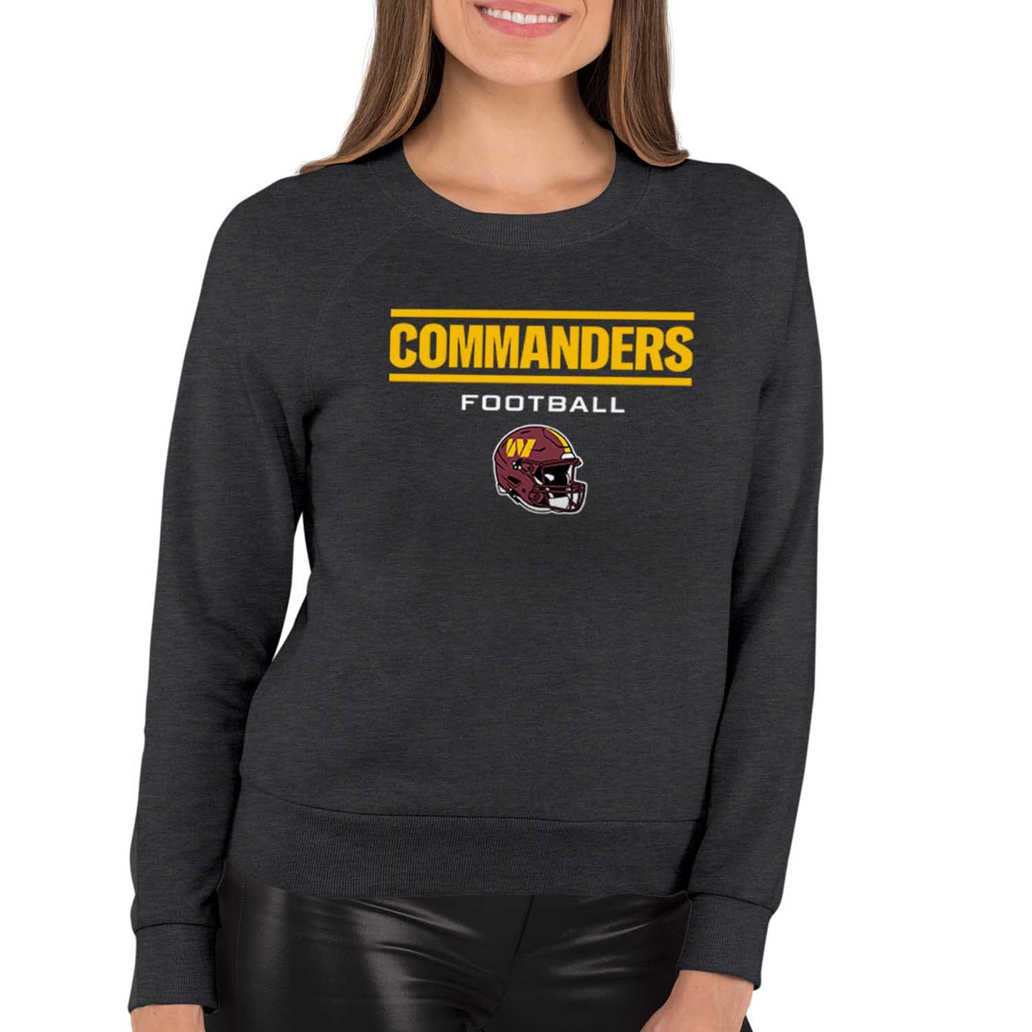 Washington Commanders NFL Womens Helmet French Terry Slouchy Top - Charcoal