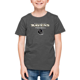 Baltimore Ravens NFL Youth Football Helmet Tagless T-Shirt - Charcoal