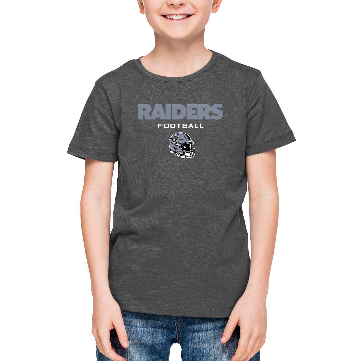 Las Vegas Raiders NFL Youth Football Helmet Tagless T-Shirt - Charcoal