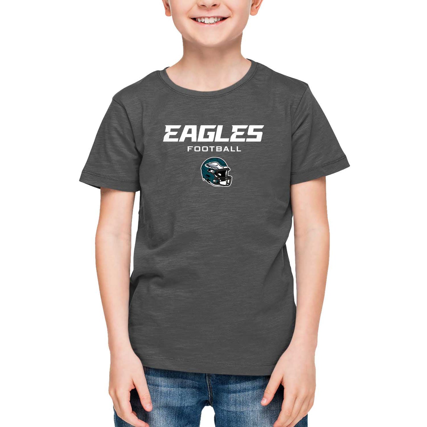 Philadelphia Eagles NFL Youth Football Helmet Tagless T-Shirt - Charcoal
