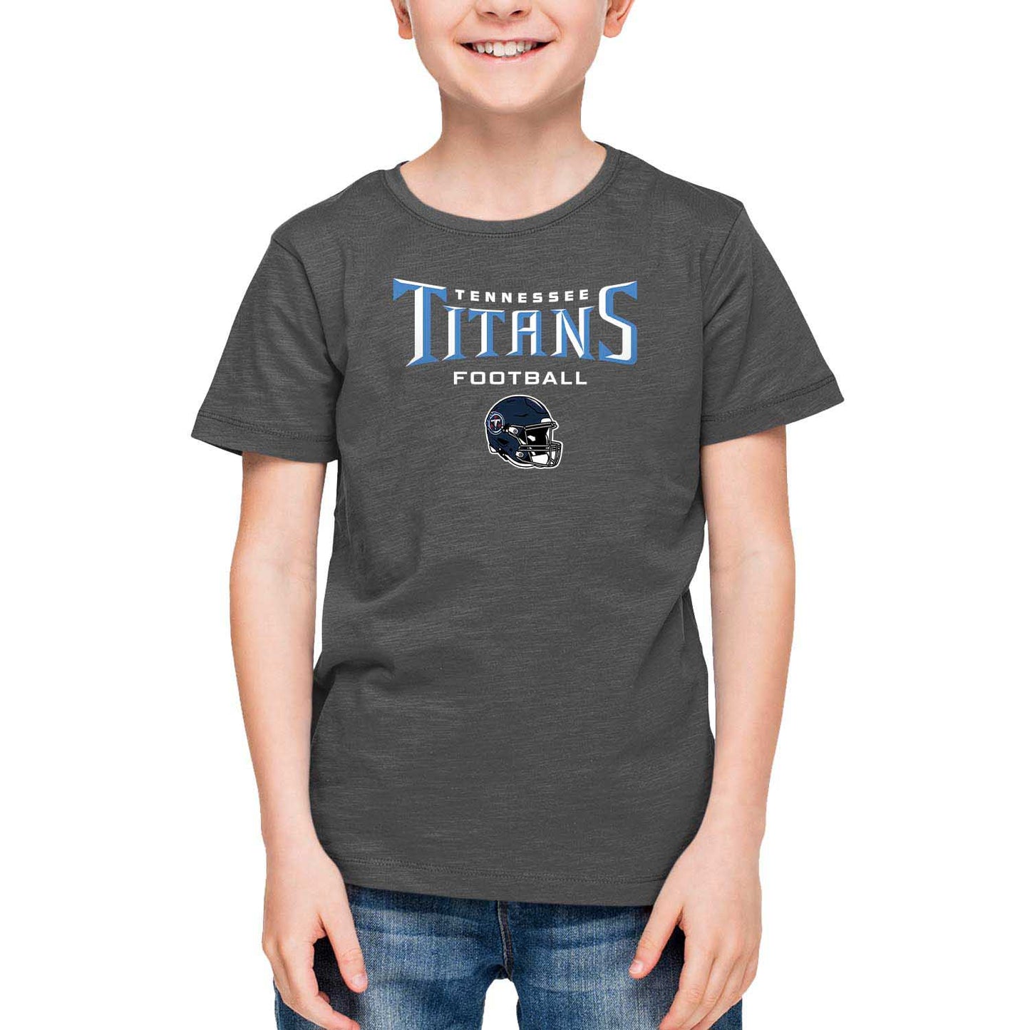 Tennessee Titans NFL Youth Football Helmet Tagless T-Shirt - Charcoal