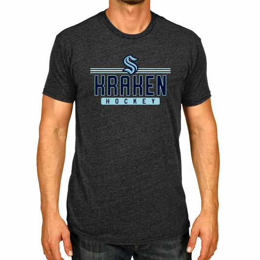 Seattle Kraken Adult NHL Heather Charcoal True Fan Hockey T-Shirt - Charcoal