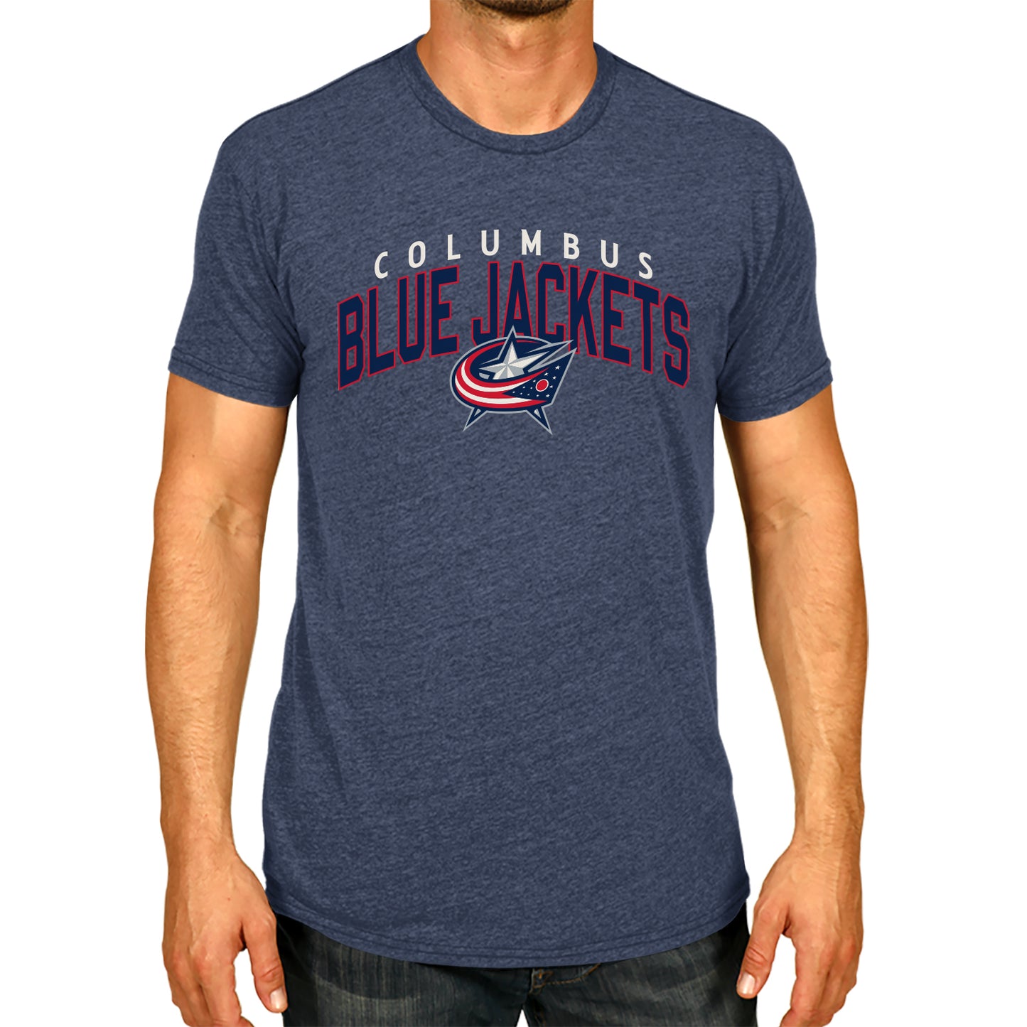 Columbus Blue Jackets NHL Adult Powerplay Heathered Unisex T-Shirt - Navy