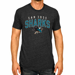 San Jose Sharks NHL Adult Powerplay Heathered Unisex T-Shirt - Black Heather