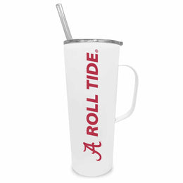 Alabama Crimson Tide NCAA Stainless Steel 20oz Roadie With Handle & Dual Option Lid With Straw - White
