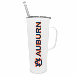 Auburn Tigers NCAA Stainless Steel 20oz Roadie With Handle & Dual Option Lid With Straw - White