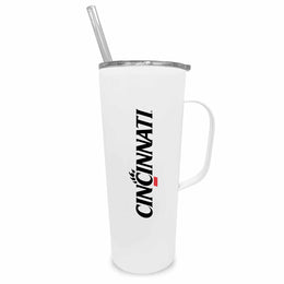 Cincinnati  Bearcats NCAA Stainless Steel 20oz Roadie With Handle & Dual Option Lid With Straw - White