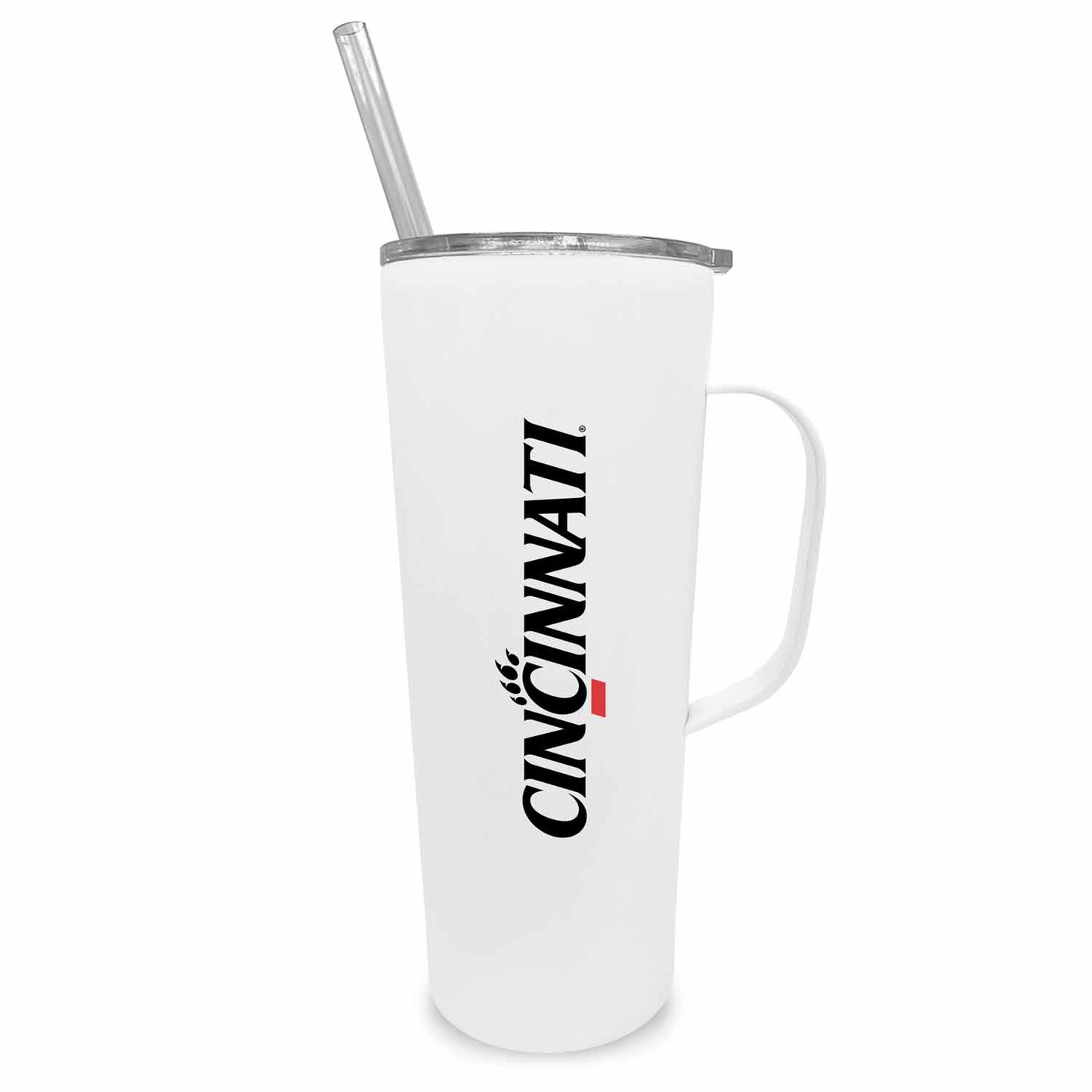 Cincinnati  Bearcats NCAA Stainless Steel 20oz Roadie With Handle & Dual Option Lid With Straw - White