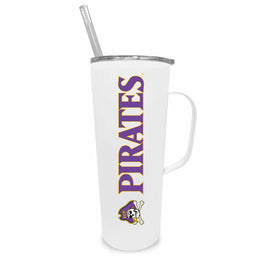 East Carolina Pirates NCAA Stainless Steel 20oz Roadie With Handle & Dual Option Lid With Straw - White