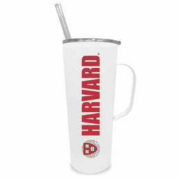 Harvard Crimson NCAA Stainless Steel 20oz Roadie With Handle & Dual Option Lid With Straw - White