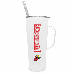 Illinois State Redbirds NCAA Stainless Steel 20oz Roadie With Handle & Dual Option Lid With Straw - White