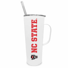 NC State Wolfpack NCAA Stainless Steel 20oz Roadie With Handle & Dual Option Lid With Straw - White
