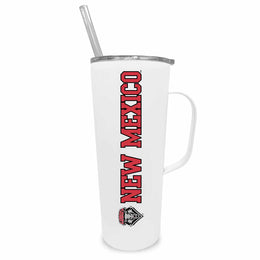 New Mexico Lobos NCAA Stainless Steel 20oz Roadie With Handle & Dual Option Lid With Straw - White