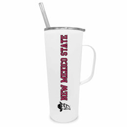 New Mexico State Aggies NCAA Stainless Steel 20oz Roadie With Handle & Dual Option Lid With Straw - White