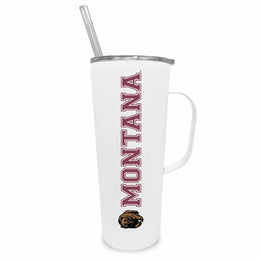 Montana Grizzlies NCAA Stainless Steel 20oz Roadie With Handle & Dual Option Lid With Straw - White
