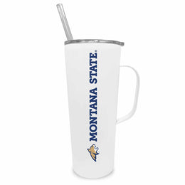 Montana State Bobcats NCAA Stainless Steel 20oz Roadie With Handle & Dual Option Lid With Straw - White