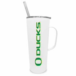 Oregon Ducks NCAA Stainless Steel 20oz Roadie With Handle & Dual Option Lid With Straw - White