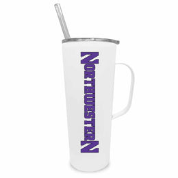 Northwestern Wildcats NCAA Stainless Steel 20oz Roadie With Handle & Dual Option Lid With Straw - White