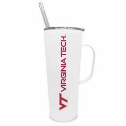 Virginia Tech Hokies NCAA Stainless Steel 20oz Roadie With Handle & Dual Option Lid With Straw - White