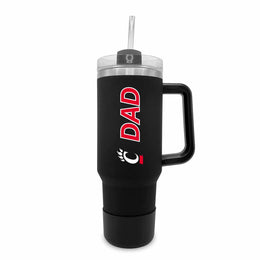 Cincinnati  Bearcats Collegiate 40oz Stainless Steel Travel Tumbler with Handle for Dad - Black