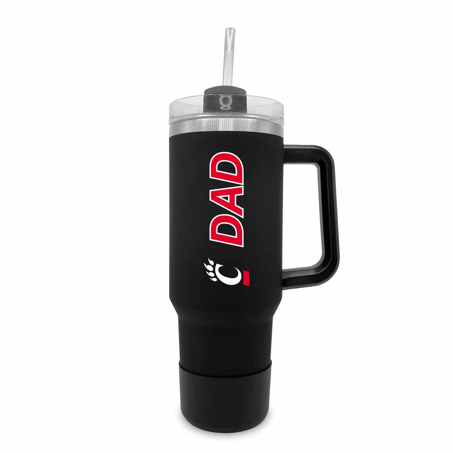 Cincinnati  Bearcats Collegiate 40oz Stainless Steel Travel Tumbler with Handle for Dad - Black