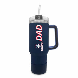 UCONN Huskies Collegiate 40oz Stainless Steel Travel Tumbler with Handle for Dad - Navy