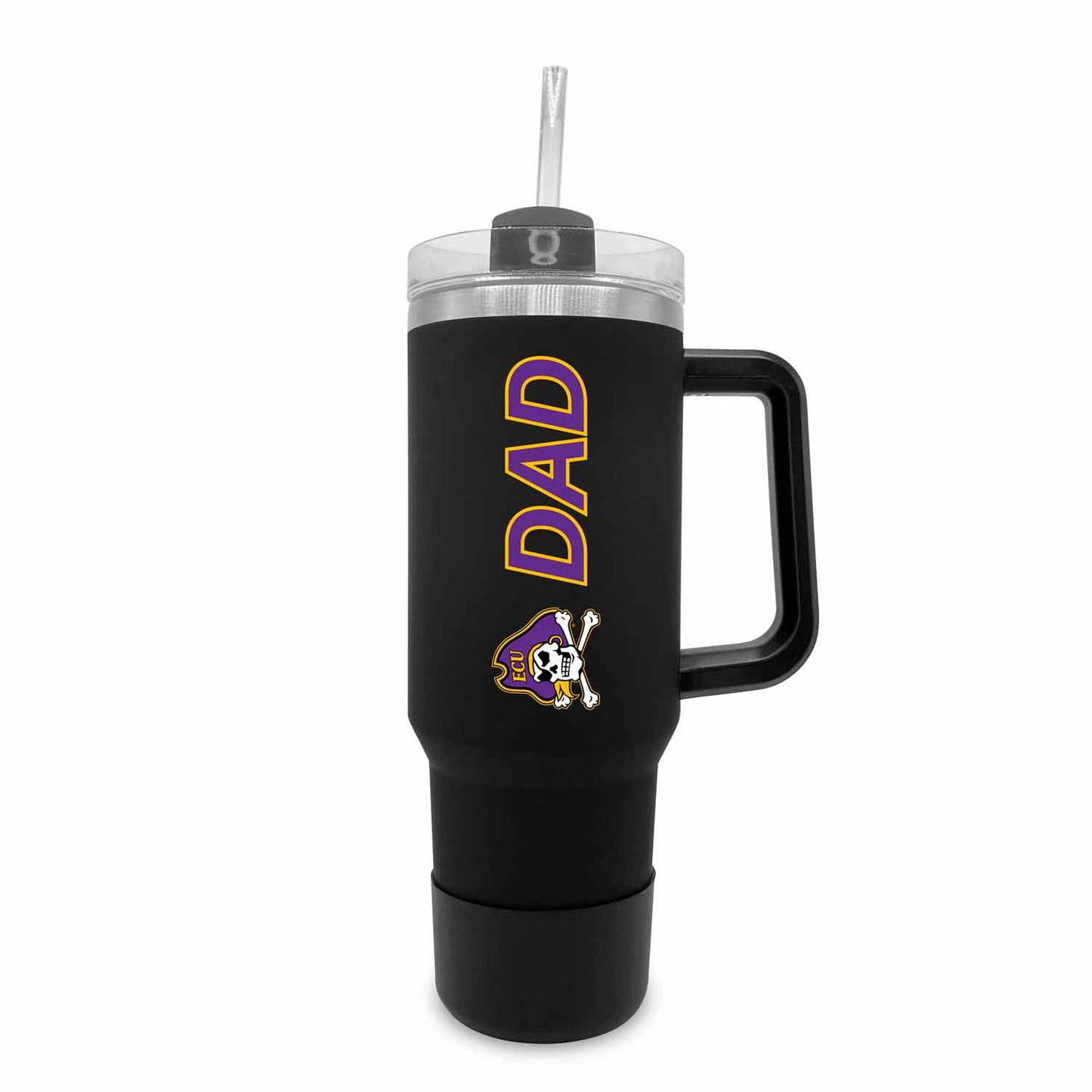 East Carolina Pirates Collegiate 40oz Stainless Steel Travel Tumbler with Handle for Dad - Black