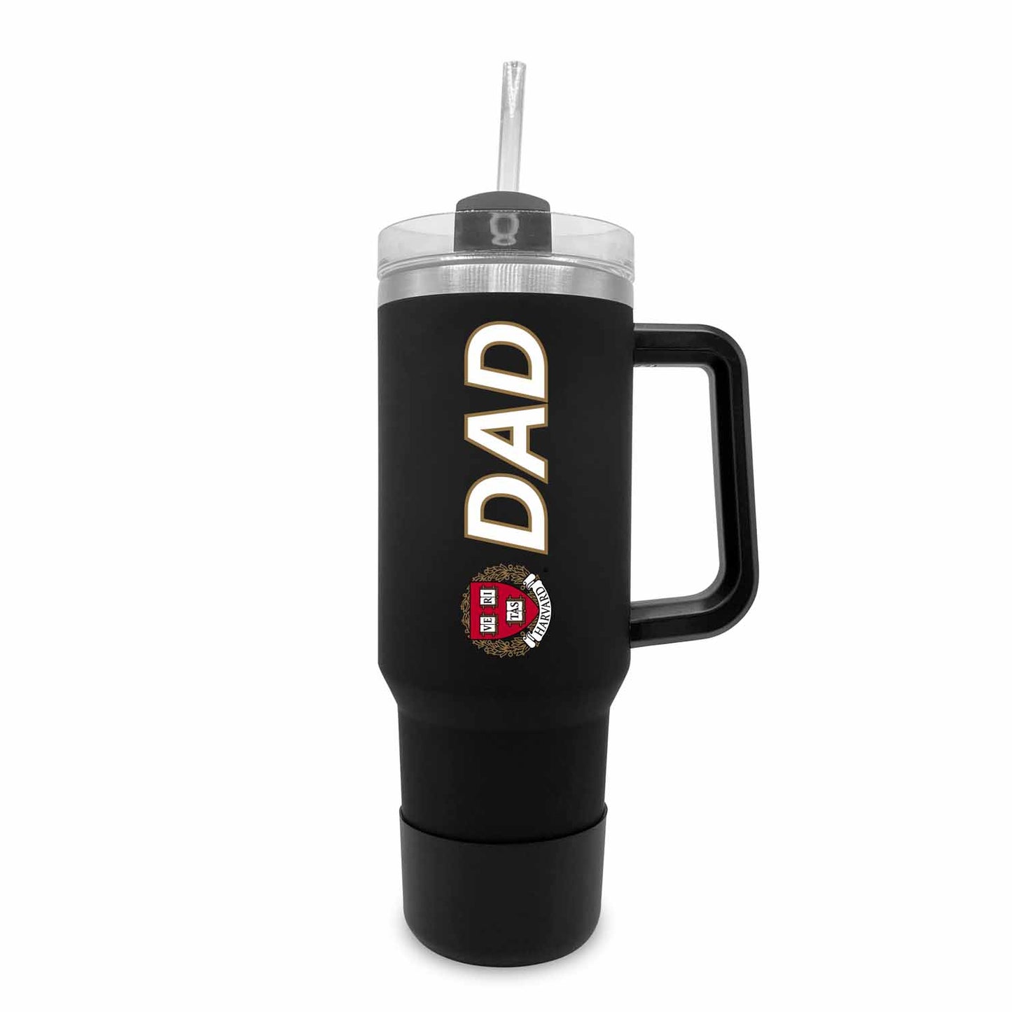 Harvard Crimson Collegiate 40oz Stainless Steel Travel Tumbler with Handle for Dad - Black
