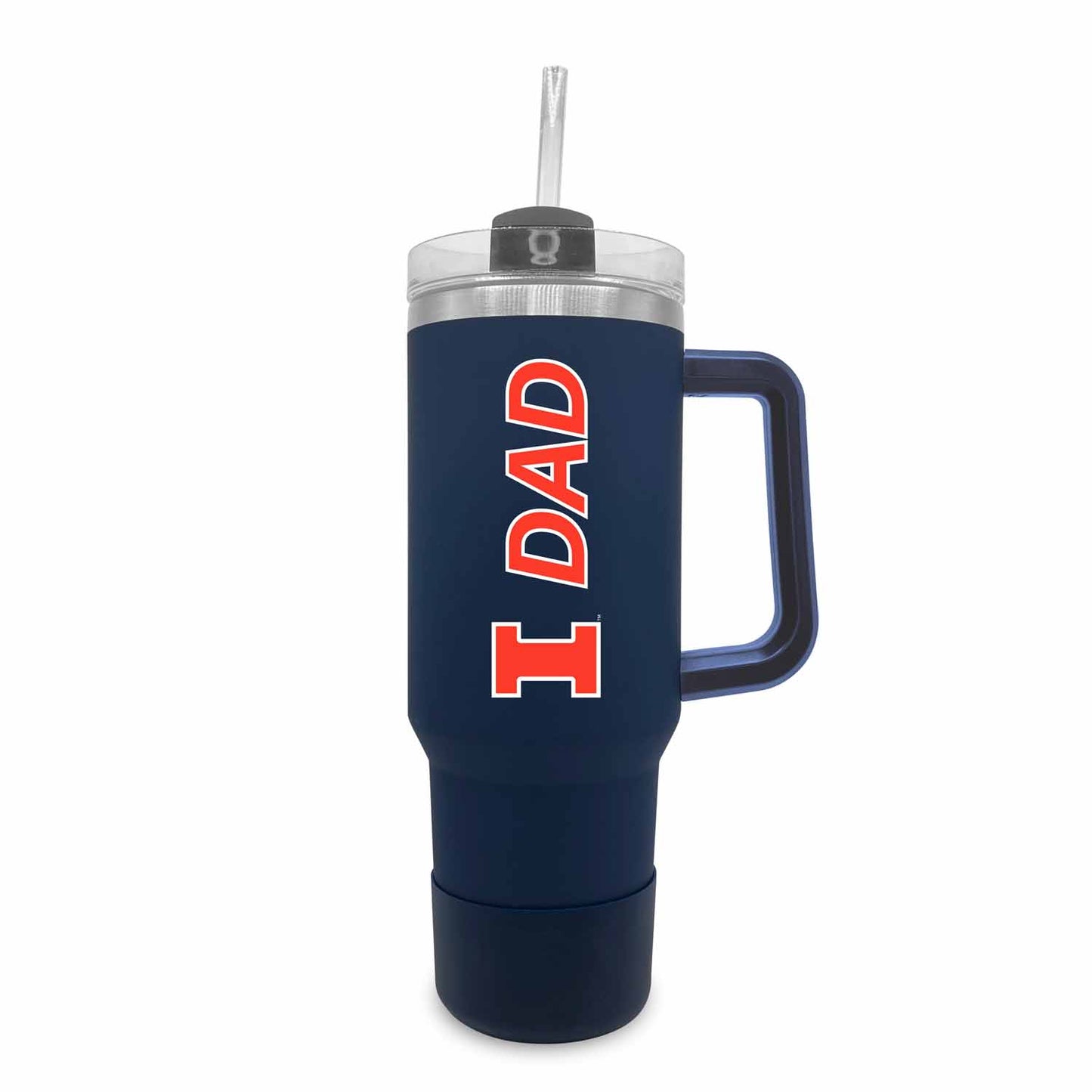 Illinois Fighting Illini Collegiate 40oz Stainless Steel Travel Tumbler with Handle for Dad - Navy