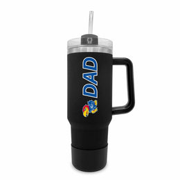 Kansas Jayhawks Collegiate 40oz Stainless Steel Travel Tumbler with Handle for Dad - Black