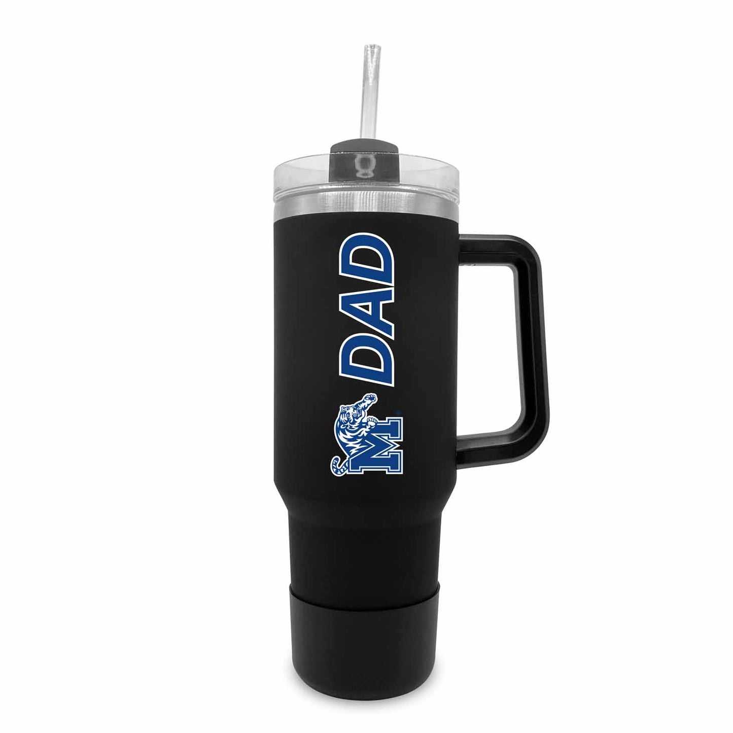 Memphis  Tigers Collegiate 40oz Stainless Steel Travel Tumbler with Handle for Dad - Black