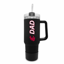Washington State Cougars Collegiate 40oz Stainless Steel Travel Tumbler with Handle for Dad - Black