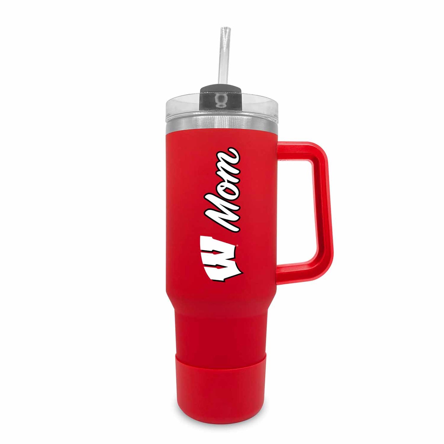Wisconsin Badgers Collegiate 40oz Stainless Steel Travel Tumbler with Handle for Mom - Red