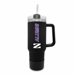 Northwestern Wildcats Collegiate 40oz Stainless Steel Travel Tumbler with Handle for Alumni - Black