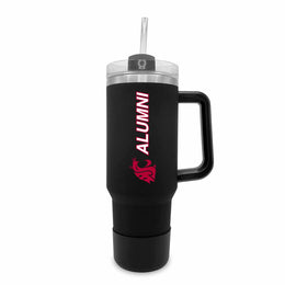 Washington State Cougars Collegiate 40oz Stainless Steel Travel Tumbler with Handle for Alumni - Black