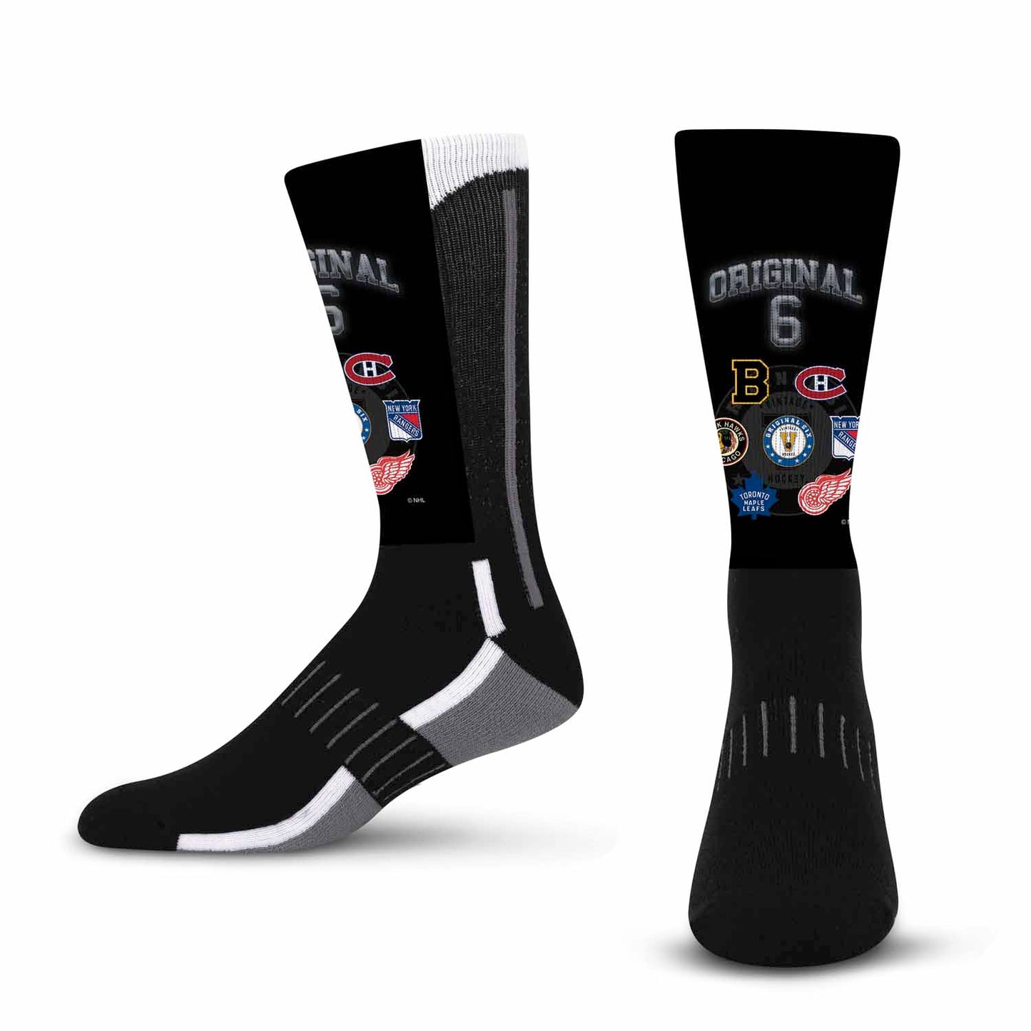 Original Six Adult NHL Original 6 Montage Crew Socks - Black