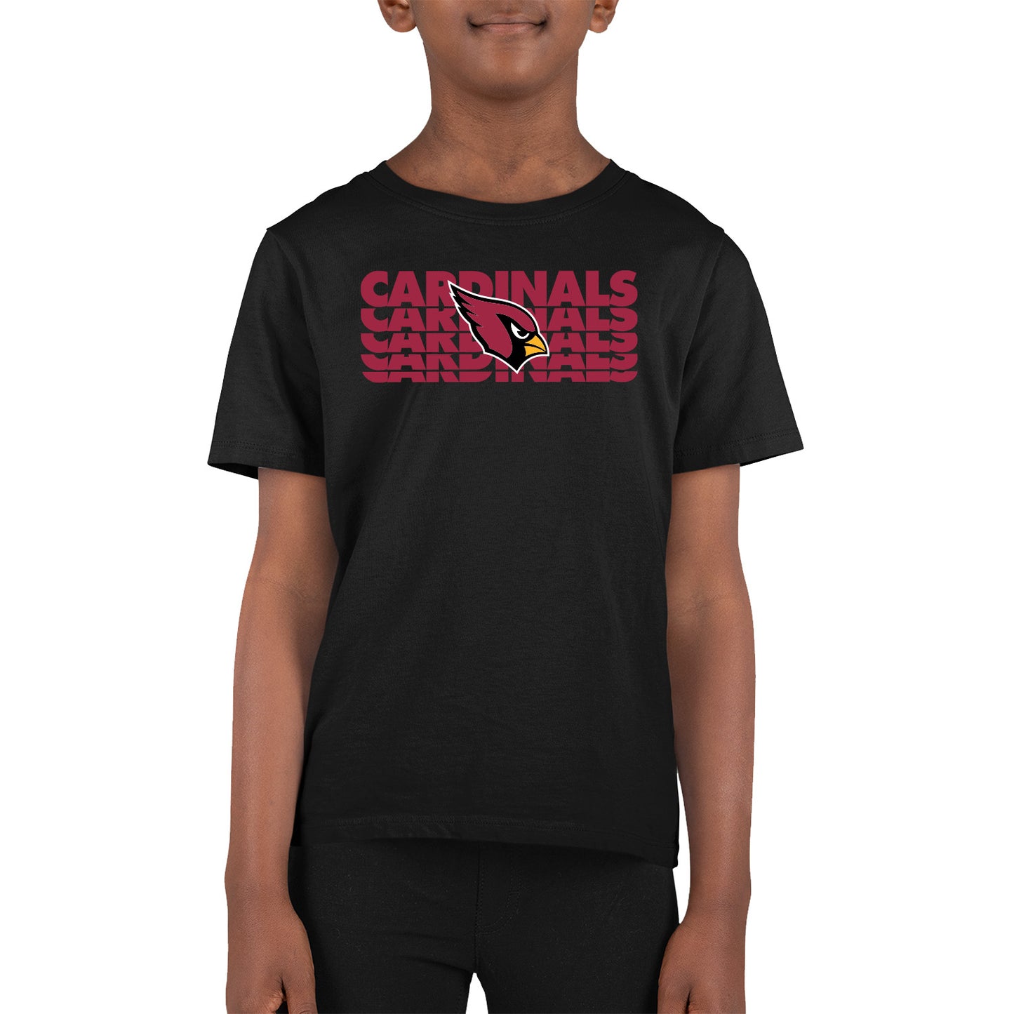 Arizona Cardinals NFL Youth Repeating Logo Football T-Shirt Unisex Tag Free Comfortable - Black