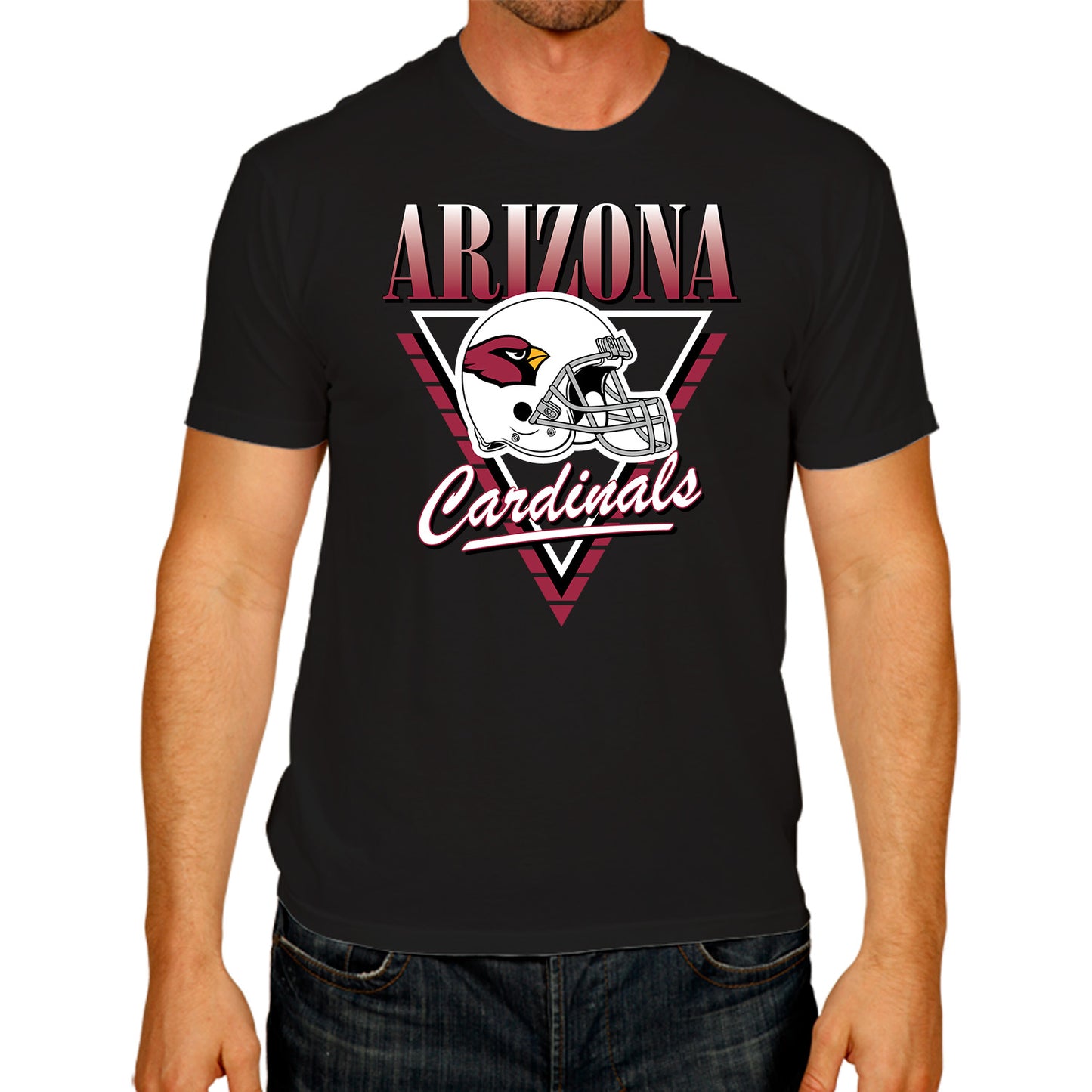 Arizona Cardinals NFL Adult Retro Triangle Unisex T-Shirt - Black
