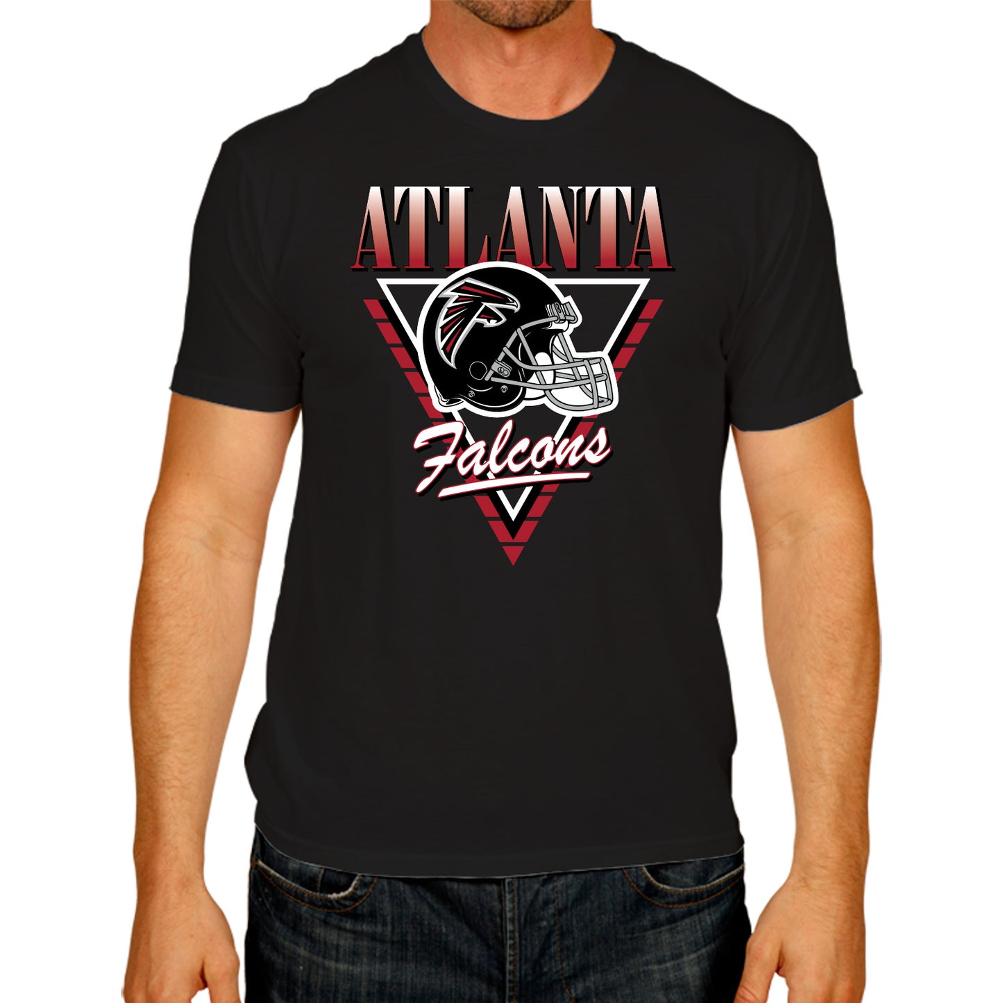 Atlanta Falcons NFL Adult Retro Triangle Unisex T-Shirt - Black